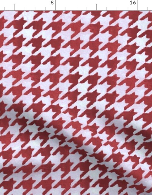 Large Burgundy Wine Red and White Handpainted Houndstooth Check Watercolor Pattern Fabric
