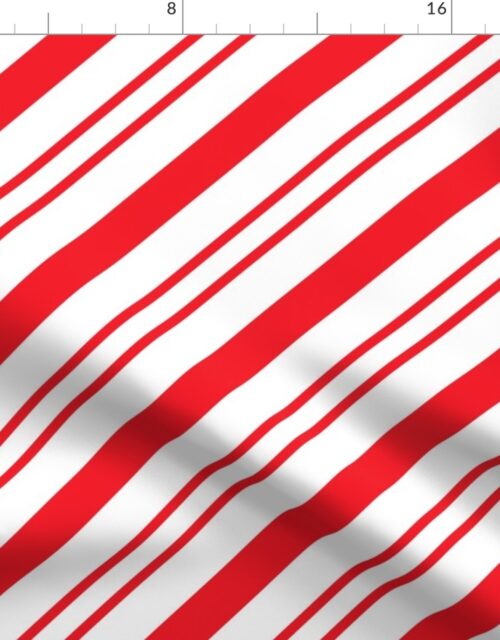 Large Classic Red Diagonal Christmas Candy Stripes Fabric