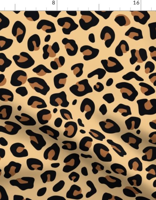 Large Classic Tan and Black Leopard Fur Spots Fabric