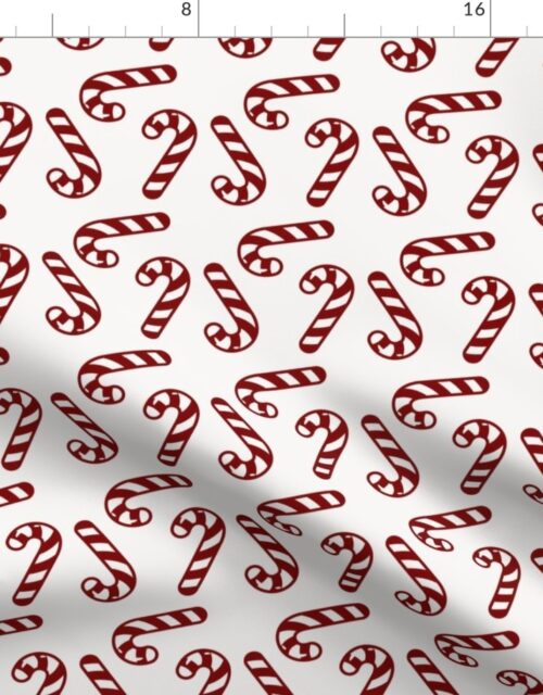 Large Dark Christmas Candy Apple Red Candy Canes on White Fabric
