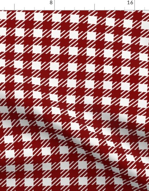 Large Dark Christmas Candy Apple Red Gingham Plaid Check Fabric