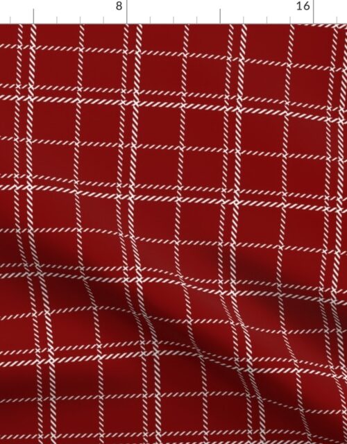 Large Dark Christmas Candy Apple Red Plaid Check with White Fabric