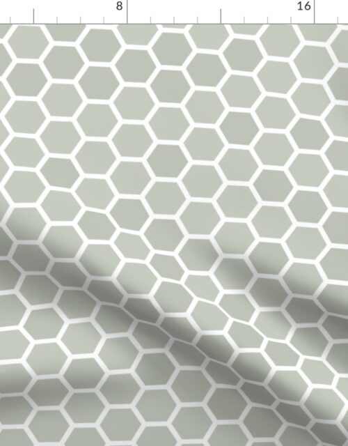 Large Desert Sage Grey Green Honeycomb Bee Hive Geometric Hexagonal Design Fabric