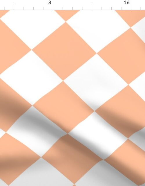 Large Diagonal Diamond Checks in Peach Fuzz Color of the Year 2024 and White Fabric