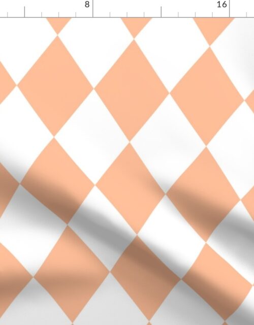 Large Diamond Checks in Peach Fuzz Color of the Year 2024 and White Fabric