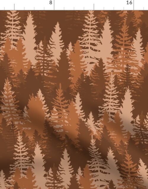 Large Endless Evergreen Forest with Fir Trees in Shades of Brown Fabric