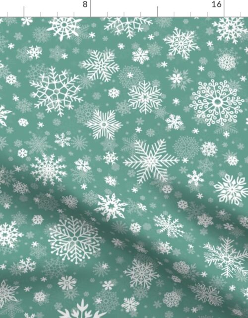 Large Fern Green and White Splattered Snowflakes to Match the Cut and Sew Christmas Dolls and Stockings Fabric