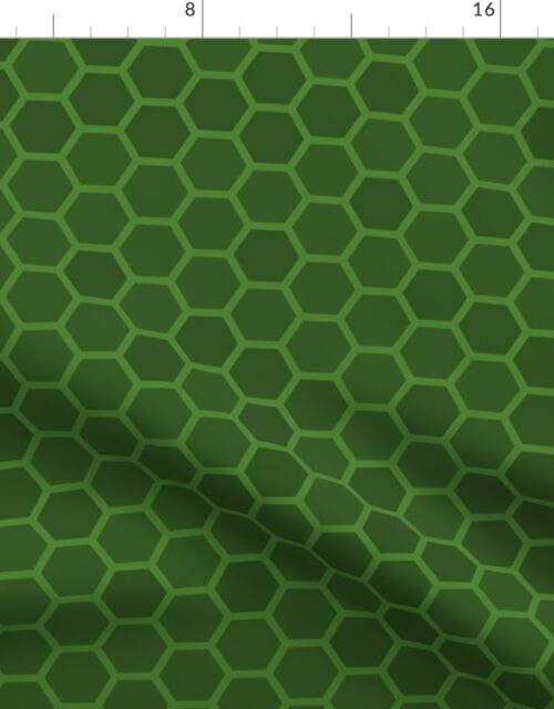 Large Forest Green Honeycomb Bee Hive Geometric Hexagonal Fabric