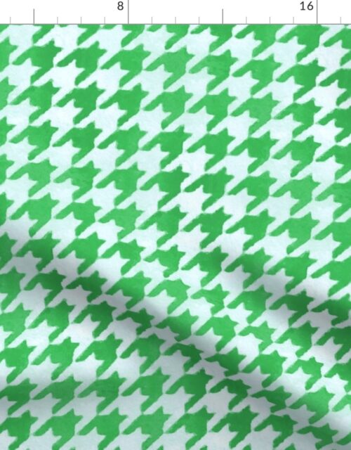 Large Fresh Green and White Handpainted Houndstooth Check Watercolor Pattern Fabric