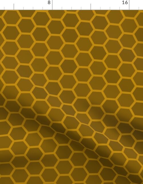 Large Golden Orange Honeycomb Bee Hive Geometric Hexagonal Design Fabric