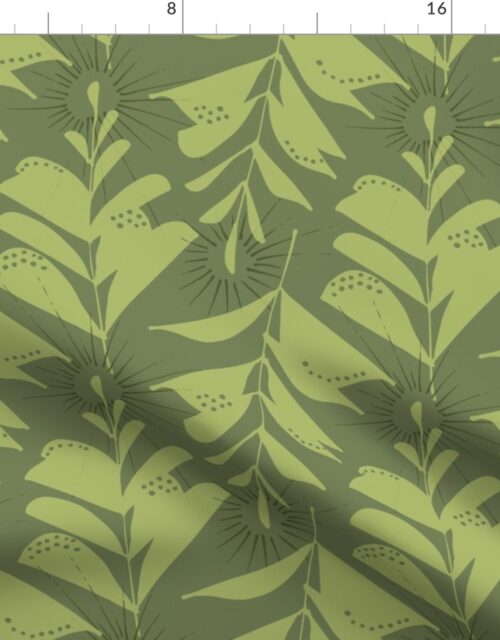Large Green Leaves Abstract Seamless Repeat Pattern Fabric