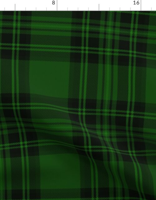 Large Green and Black Christmas Stewart Tartan Fabric