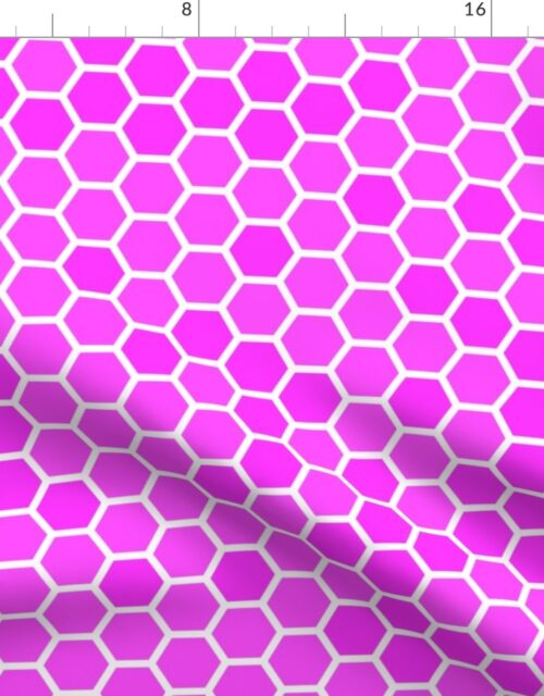 Large Hot Pink Honeycomb Bee Hive Geometric Hexagonal Design Fabric