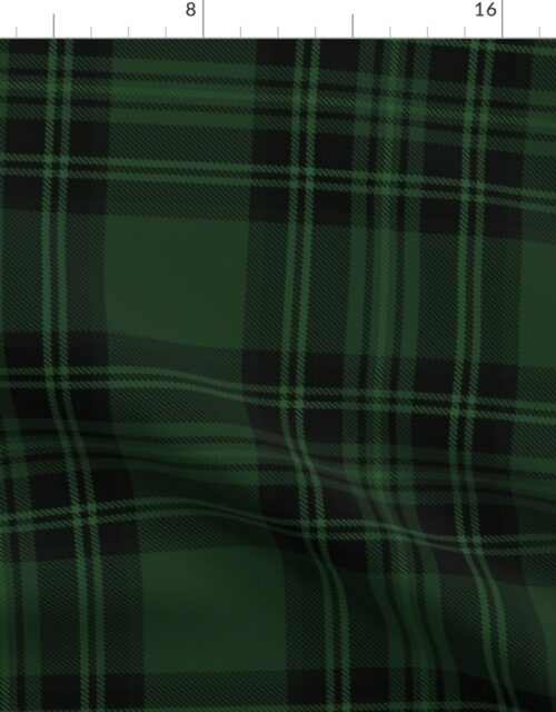 Large Hunter Green and Black Christmas Stewart Tartan Fabric