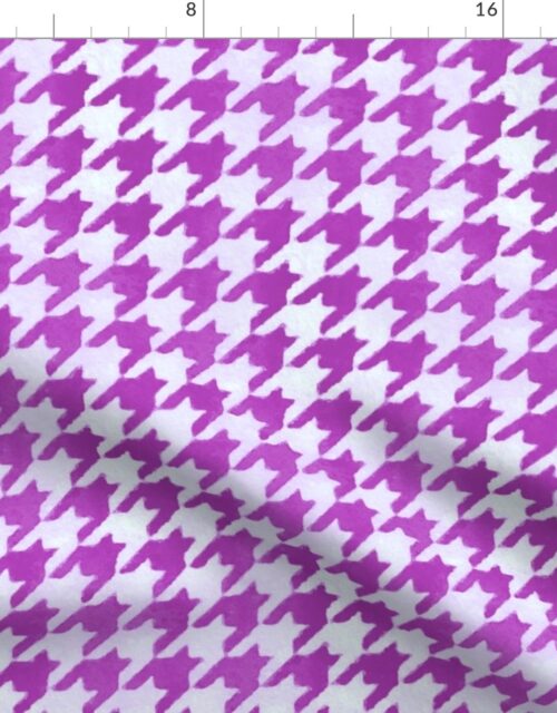 Large Magenta Purple and White Handpainted Houndstooth Check Watercolor Pattern Fabric
