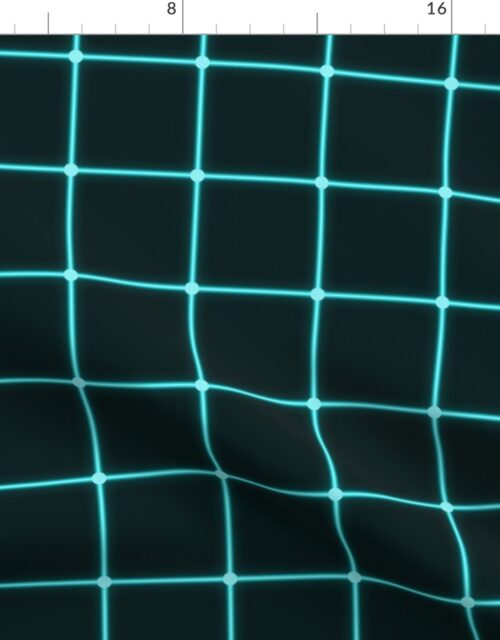 Large Matrix Optical Illusion Grid in Black and Neon Aqua Fabric