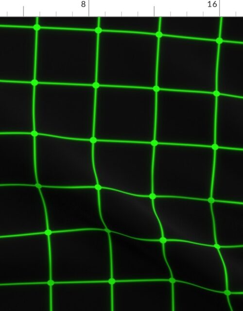 Large Matrix Optical Illusion Grid in Black and Neon Green Fabric