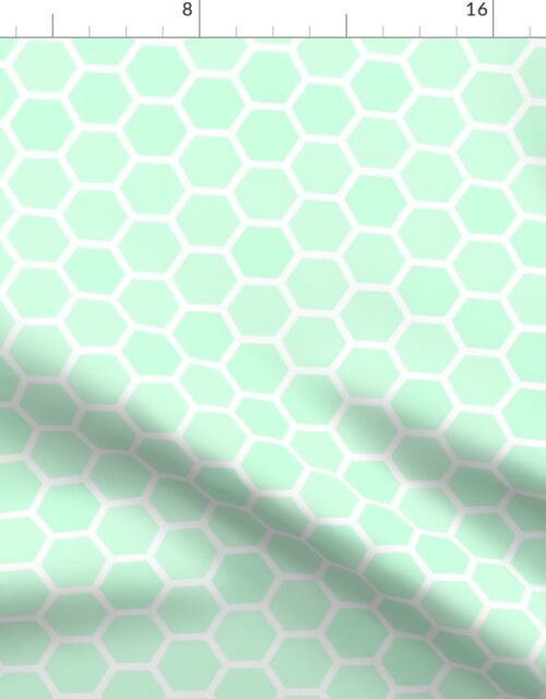 Large Mint Green Honeycomb Bee Hive Geometric Hexagonal Design Fabric