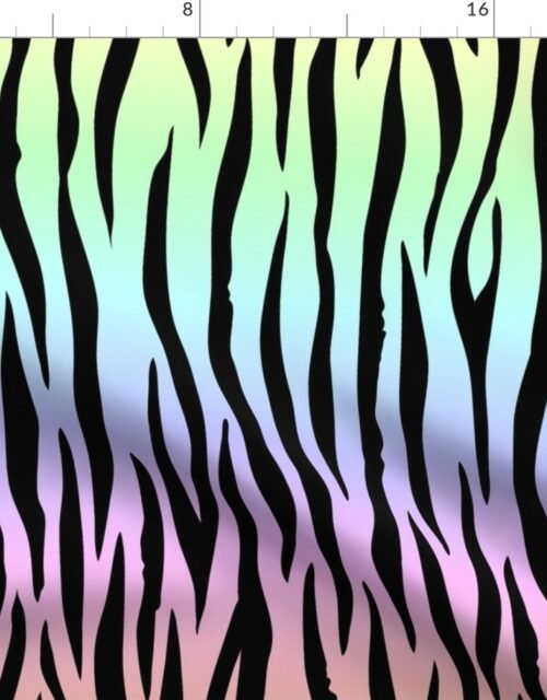 Large Pastel Rainbow Zebra Stripes Animal Print Fabric