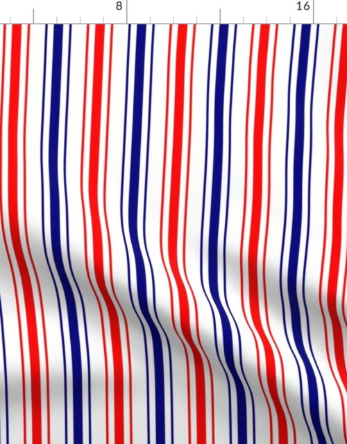 Large Red White and Blue USA Vertical Ticking Stripes Fabric