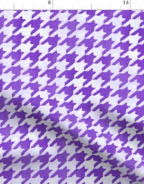 Large Royal Purple and White Handpainted Houndstooth Check Watercolor Pattern Fabric