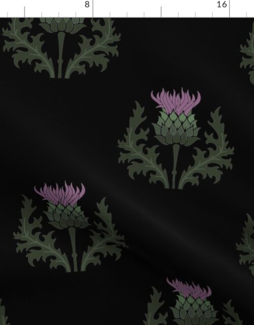 Large Scottish Thistle Flower of Scotland on Black Fabric