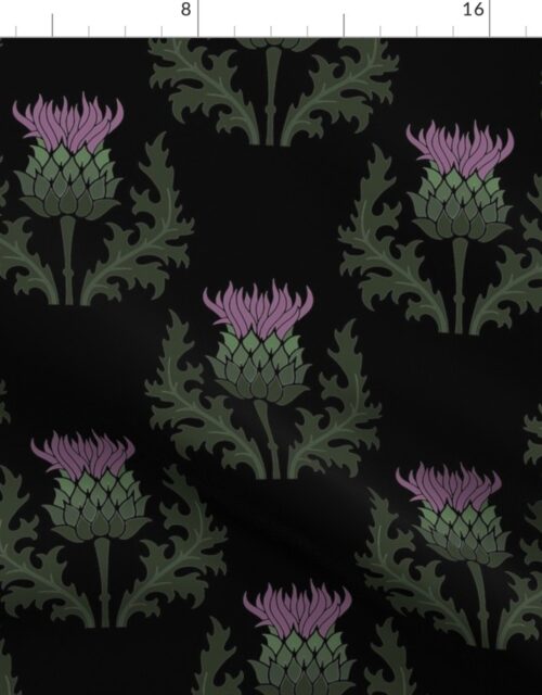 Large Scottish Thistle Flower of Scotland on Black Fabric