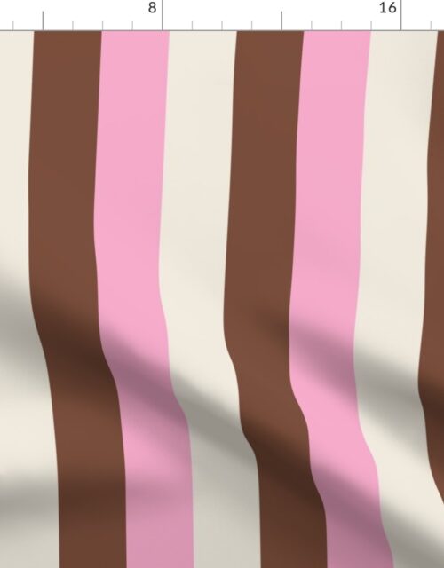 Large Vertical Vanilla Chocolate Strawberry Ice Cream Stripes 2 inch Fabric
