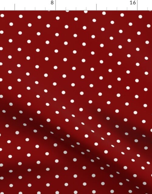 Large White Polka Dots On Dark Christmas Candy Apple Red Fabric
