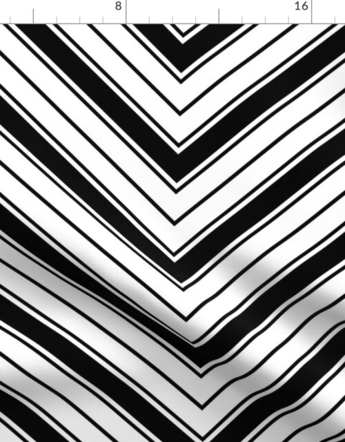 Large White and Black French Chevron Stripe Pattern Fabric