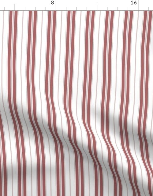 Lava Falls Red and White Micro Vintage English Country Cottage Ticking Stripe Fabric