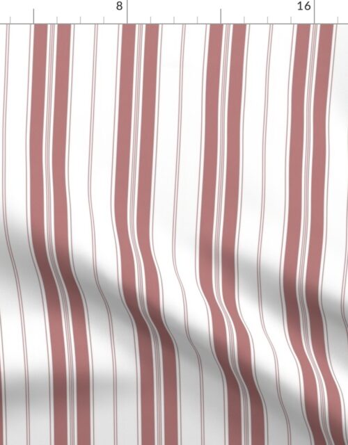Lava Falls Red and White Narrow Vintage Provincial French Chateau Ticking Stripe Fabric