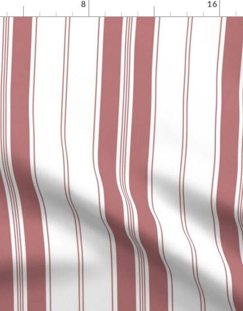 Lava Falls Red and White Vintage American Country Cabin Ticking Stripe Fabric
