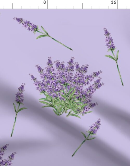 Lavender Floral Sprig on  Lilac Fabric