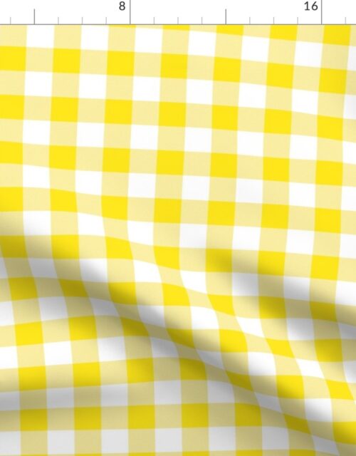 Lemon Lime Yellow and White Gingham Check Fabric