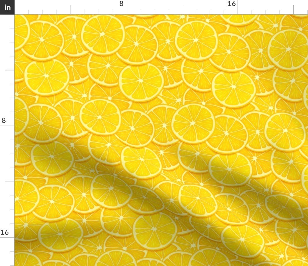 Lemon  Citrus 3 inch Fruit Slices in a Zesty Repeat Pattern Fabric
