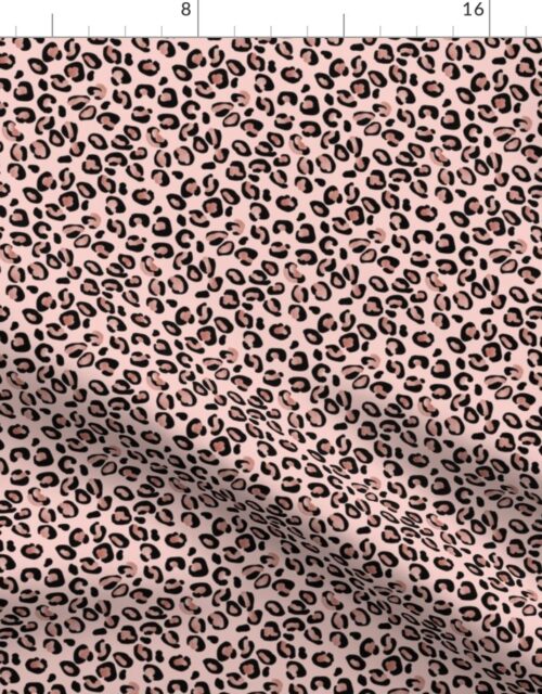 Leopard Rose Gold Foil Spots on Pink Fabric