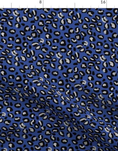 Leopard Spots in Silver and Blue Fabric