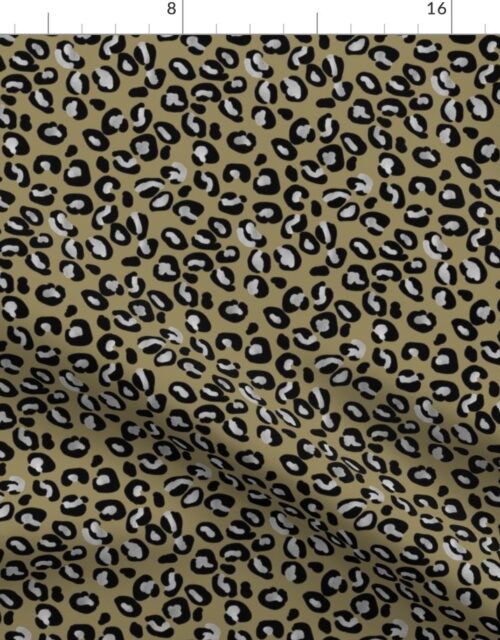 Leopard Spots in Silver and Khaki Fabric