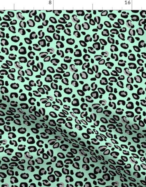 Leopard Spots in Silver and Mint Fabric