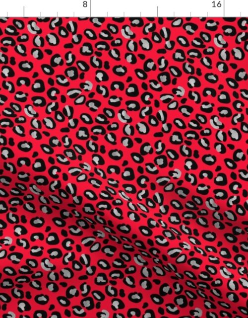 Leopard Spots in Silver and Red Fabric