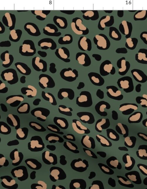 Leopard Tan Spots on Army Green Fabric