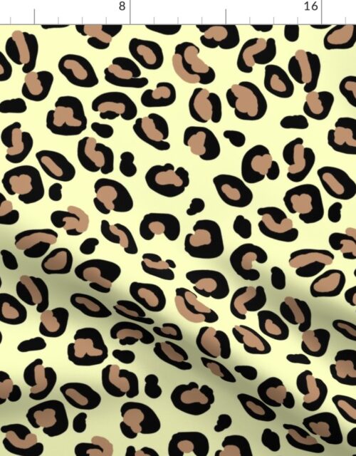 Leopard Tan Spots on Butter Yellow Fabric