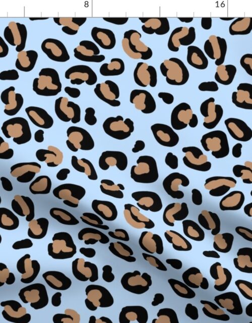 Leopard Tan Spots on Sky Blue Fabric
