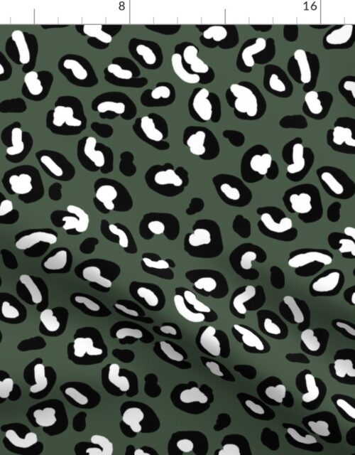 Leopard White Spots on Army Green Fabric