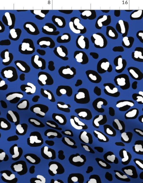 Leopard White Spots on Moody Blue Fabric