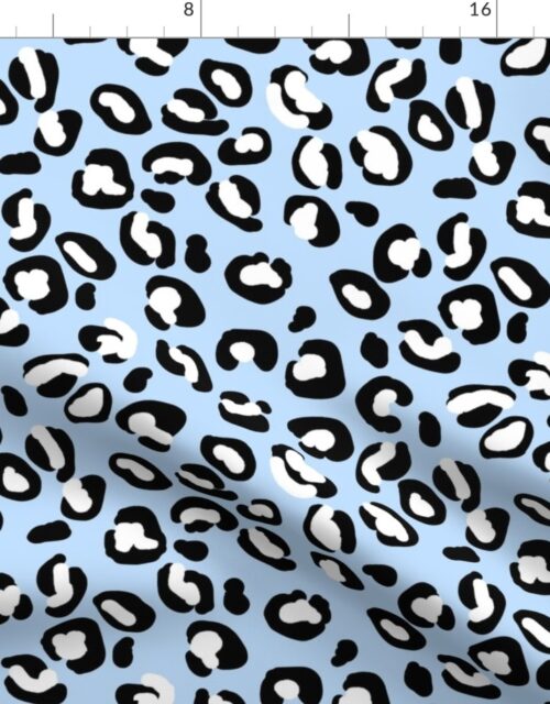 Leopard White Spots on Sky Blue Fabric