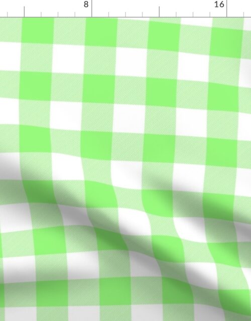 Light Green and White Buffalo Check Gingham Plaid Fabric