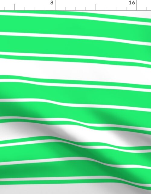 Lime Green Mojito and White Horizontal French Stripe Fabric