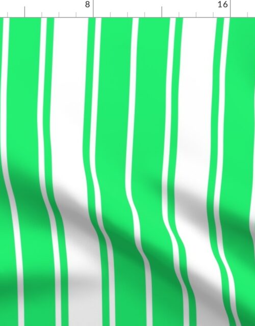 Lime Green Mojito and White Vertical French Stripe Fabric